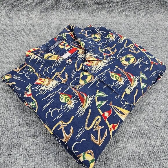 Tommy Hilfiger Other - Tommy Hilfiger Shirt Mens Medium Sailing AOP Camp Loop Collar Vintage Nautical